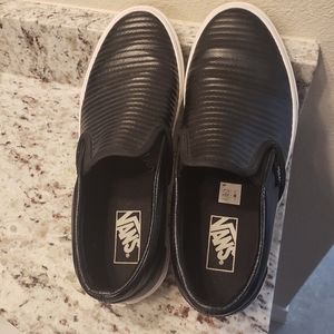 Unisex Leather Slip On Vans 9.5 mens/11 women's